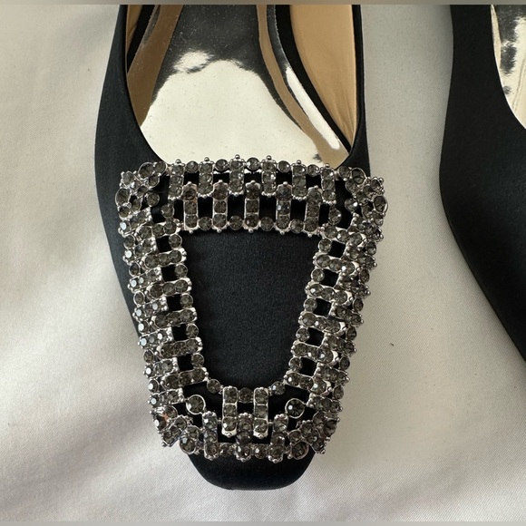 Badgley Mischka Emerie Embellished Crystal Buckle Satin Slip on Flats NWT 8.5 - Picture 4 of 9